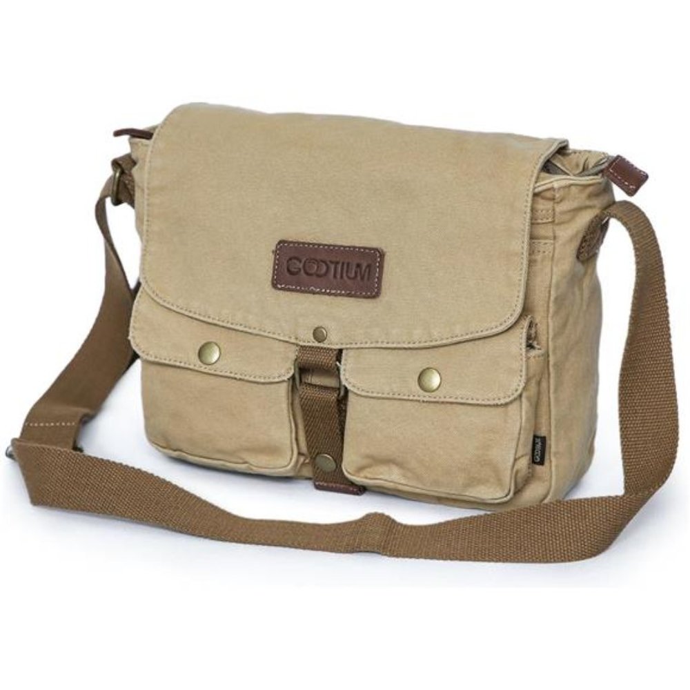Mens Canvas Messenger Bag - Vintage Crossbody Shoulder Bag Military Satchel